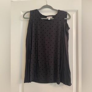 Westport woman’s cold shoulder polka dot top